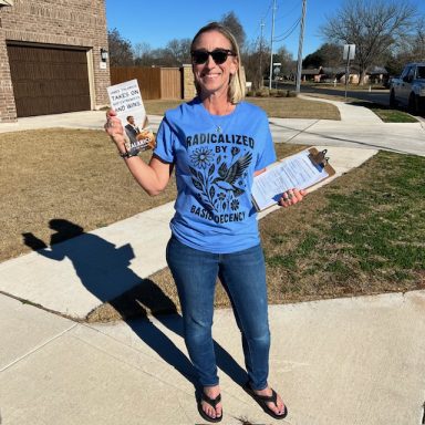 Block walking for Talarico